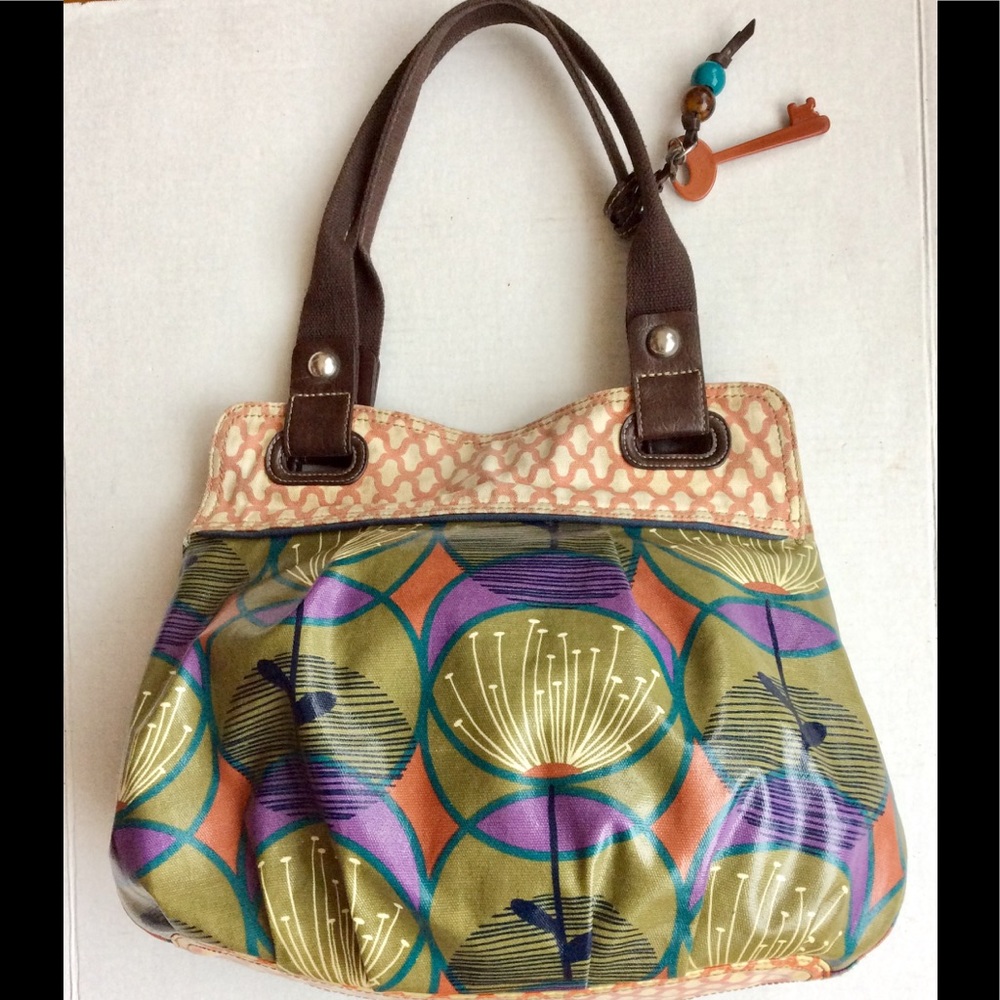 Shoulder bag mid size bag whimsical floral bag Fossil Key per handbag synthetic